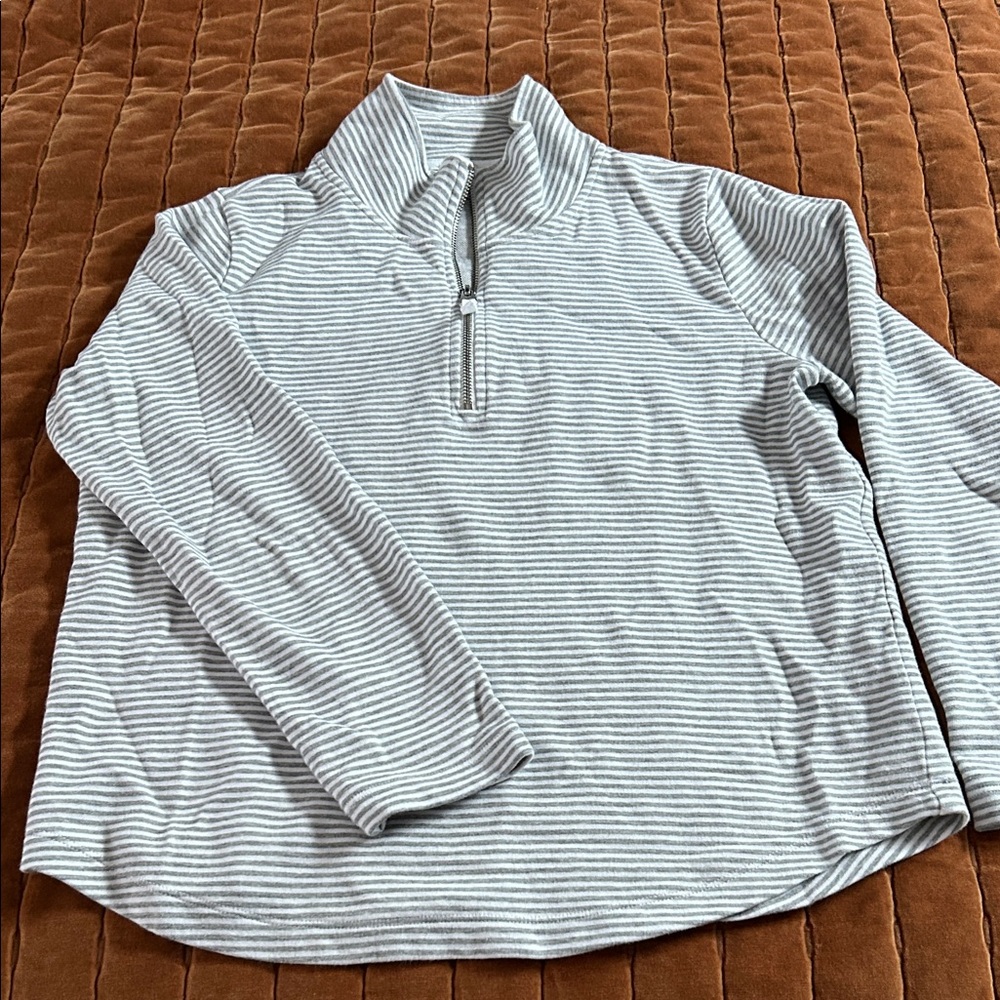 Striped Gray Quarter-Zip Pullover